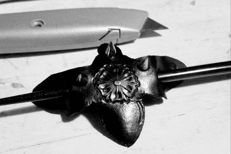 Killer Bee Leather Goth Barrette Handmade image 1