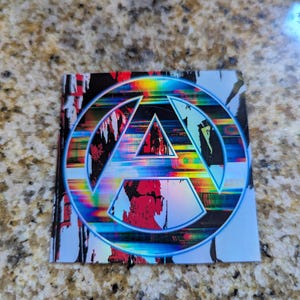 Glitch Style Anarchy Sign - Holographic Vinyl Stickers