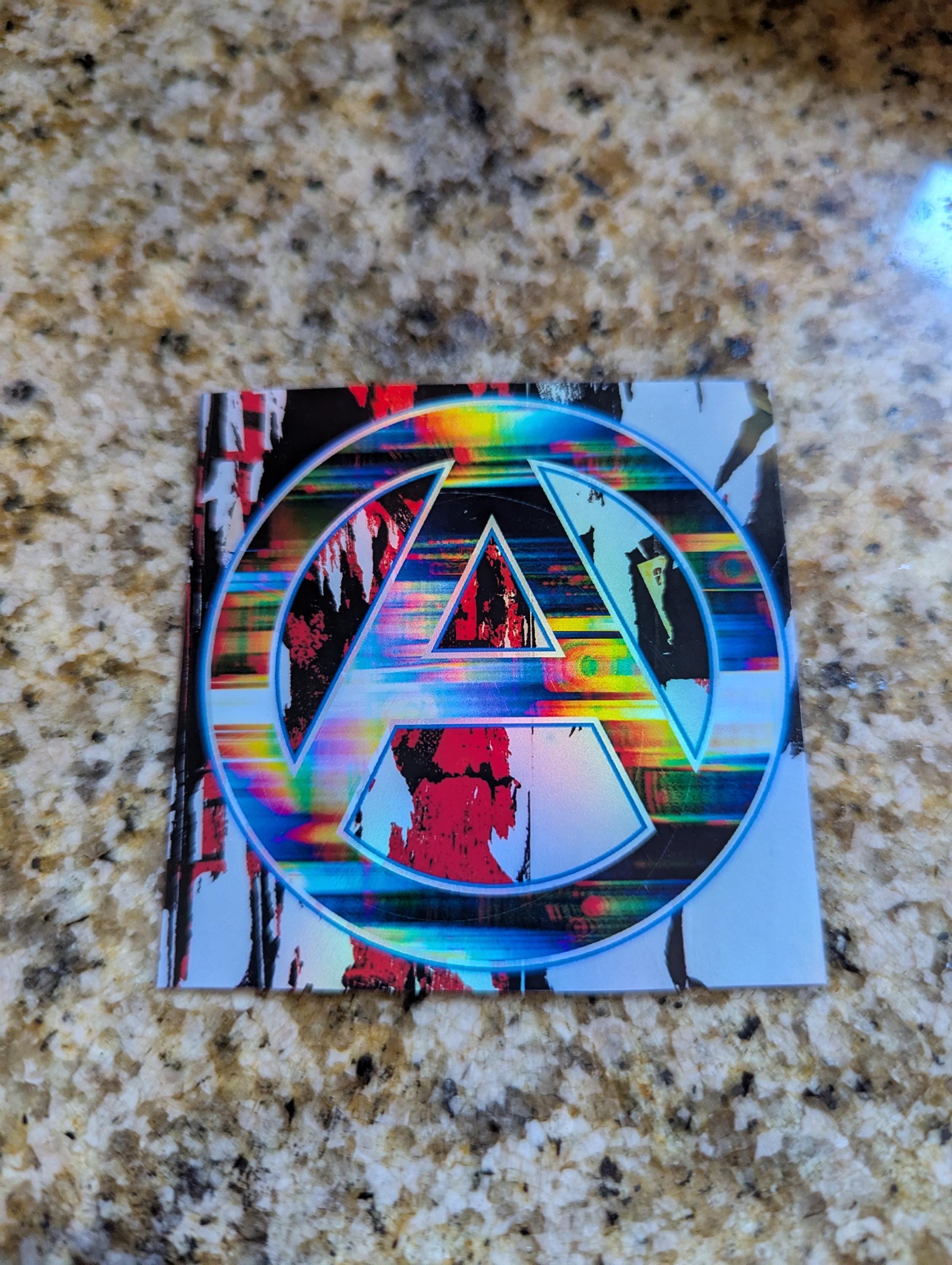 Glitch Style Anarchy Sign - Holographic Vinyl Stickers