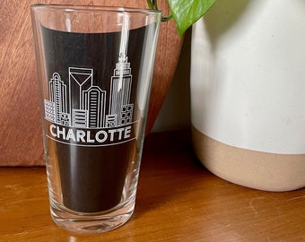 Charlotte, NC Skyline Pint Glass