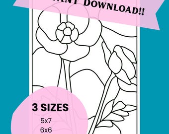 Kinusaiga POPPIES Pattern - Instant Digital Download - 3 Sizes - Instructions Included