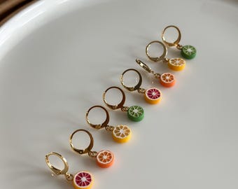 Mini Fruit Slice Earrings / Choose your FRUIT Pair - Lemon, Grapefruit, Lime, Orange