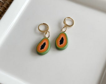 Papaya Dangle Earrings / Fruit Earrings