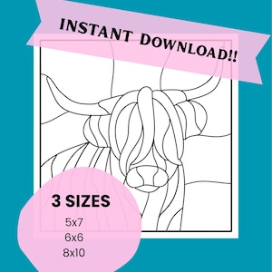 Molde para vaca das Terras Altas Kinusaiga - Download digital instantâneo - 3 tamanhos - Instruções incluídas