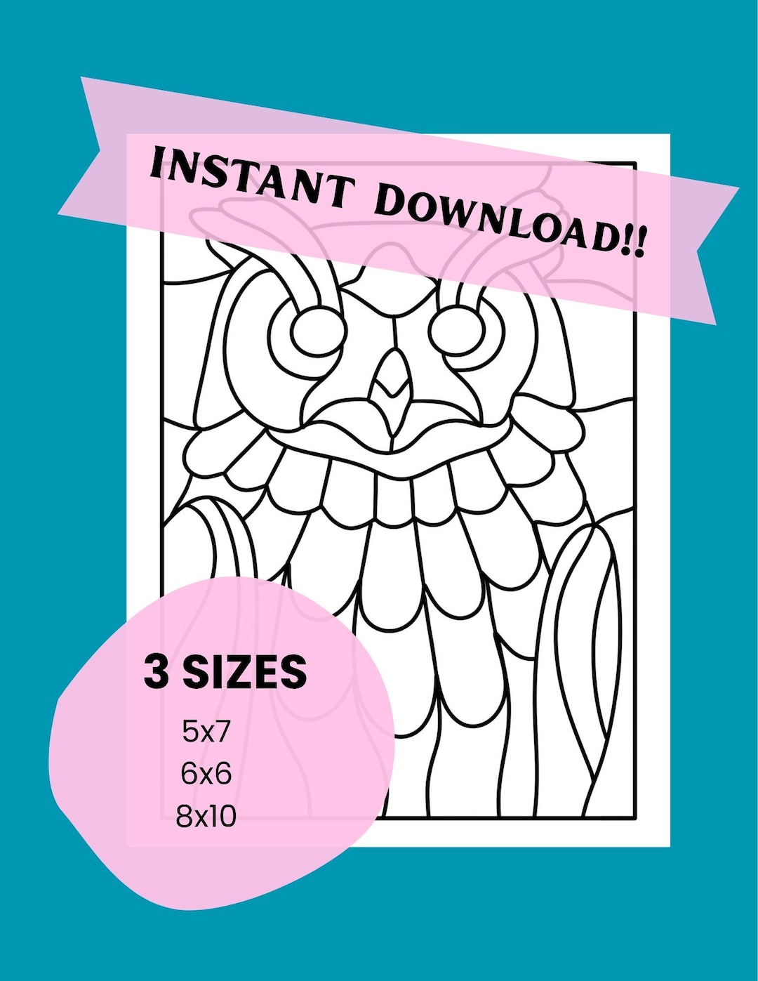 Kinusaiga OWL Pattern - Instant Digital Download - 3 Sizes ...