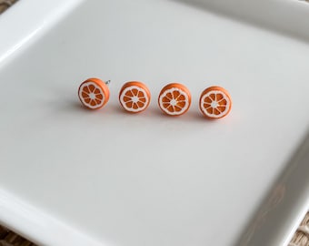 Orange Stud Earrings / Fruit Slice Earrings / Choose Your Finish
