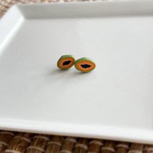 Papaya Stud Earrings / Fruit Earrings / Hypoallergenic