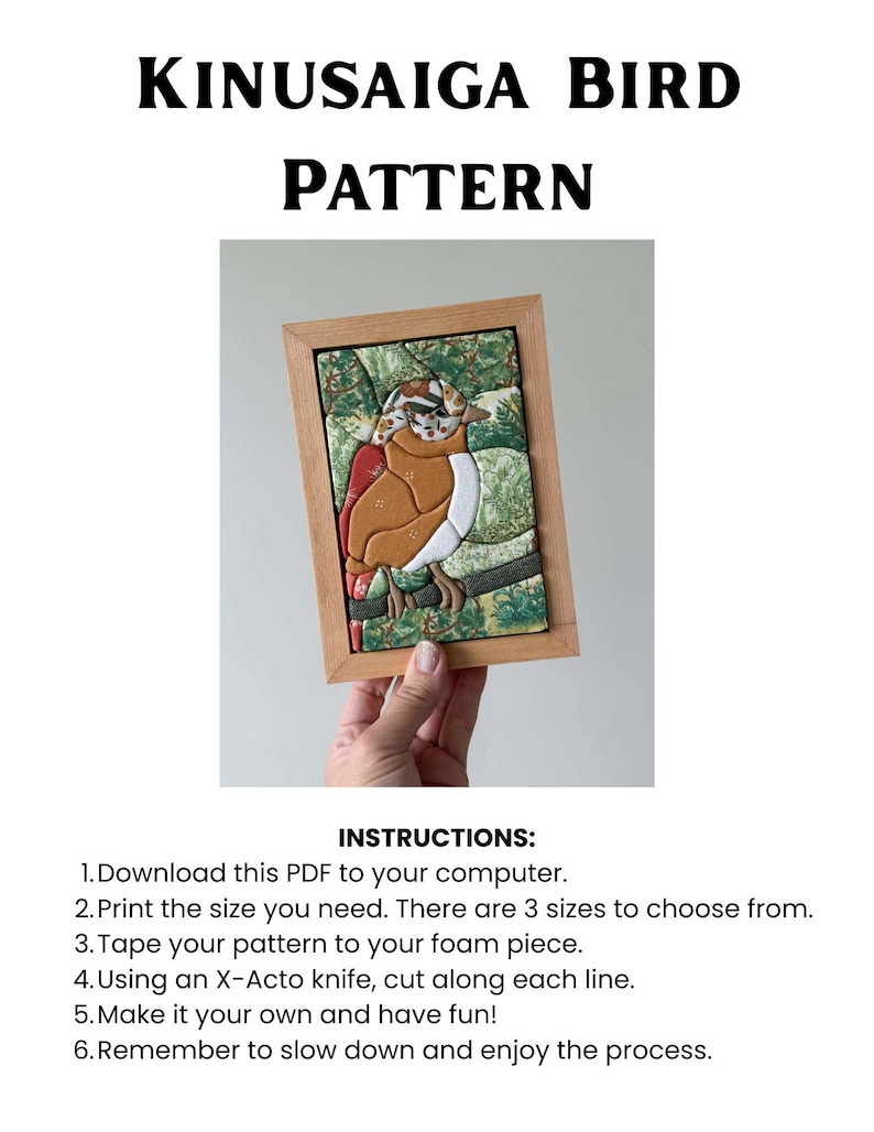 Kinusaiga BIRD Pattern - Instant Digital Download - 3 Sizes ...