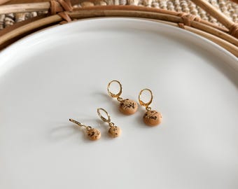 Chocolate Chip Cookie Dangle Earrings / Choose Your Size - Mini or Regular