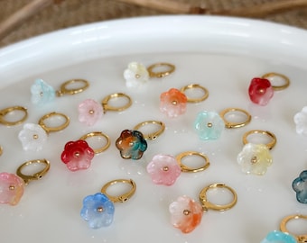 Glass Bead Flower Earrings / Dangle Earrings / Choose Your COLOR