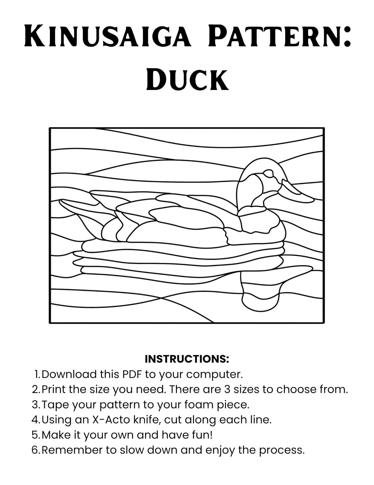 Kinusaiga DUCK Pattern - Instant Digital Download - 3 Sizes ...