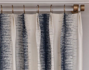 Blurred Stripe Drapery Panels - Made-to-Order Curtains with Striped Fabric by Trend - Available in grey, black, blue, and more
