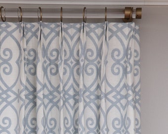 Lattice Geometric Linen Blend Drapery Panel: Custom Window Treatment