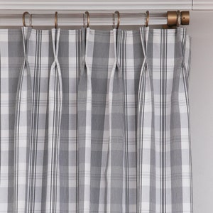 Plaid Curtains in &quot;Apolline&quot; - Custom Drapes with Pleats - Checkered Drapery - Curtain Panels Available in Harvest, Charcoal, & more