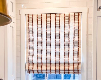 Custom Roman Shades in "Calders Fringe" - Cordless Roman Shades - Clutch-System Roman Shades - Available in Ivory-White, Ash, Copper & More