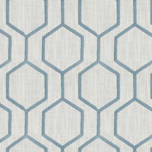 Trend Custom Fabric Print 05704 - Curtain Panel - Pleated Drapery- Roman Shades - Colors: Sky and Off White/ Ivory. Made to Order.