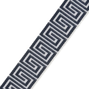 Dark Blue Greek Key Trim for Drapes in "Classic Greek Key"- Custom Curtain Panels with Trim - Accent Tape for Drapery - 10 Avail. Colors