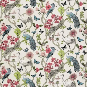 Toile Chinoiserie Print Drape From ECHO Signature. Custom Drapes / Pinch Pleats /  Euro-French Pleats, Available in 5 Colors