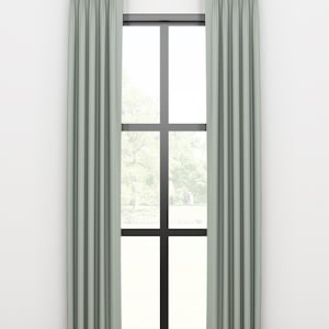 SAGE Linen Pleated Curtains - Custom - Single Width Drapery Panels - Pacific Linen By Fabricut - BERMUDA