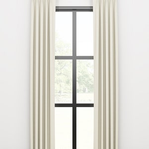 Pinched Pleat Curtains - Single Width Linen Curtains - Custom Drapery Panels - Texture Silk By Fabricut-Available in Cream, & more