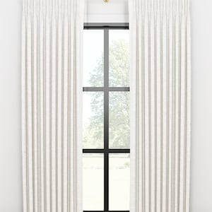 Pinched Pleat Curtains - Double Width Linen Curtains - Custom Drapery Panels -Retreat Texture By Fabricut-Available in White & more