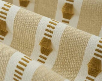 Luis Woven Stripes Fabric, Custom Curtains, Drapery, Roman Shades