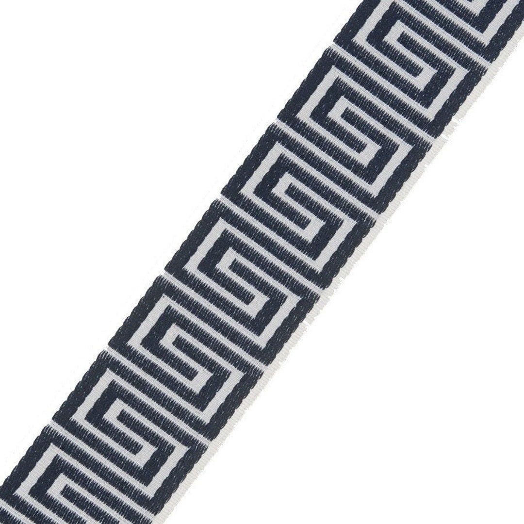 Dark Blue Greek Key Trim for Drapes in classic Greek Key Custom Curtain