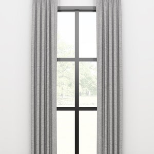 GREY Pinched Pleat or Euro Pleats Draperies - Single Width Linen Curtains - Custom Drapery Panels -Retreat Texture By Fabricut- Limestone