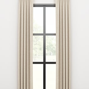 BEIGE Euro Pleats or Pinched Pleat Curtains - Single Width Linen Curtains - Custom Drapery Panels -Retreat Texture By Fabricut- Wool