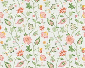 Floral Linen Curtain Panel: English Country Vine Print Drapery