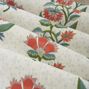 Fabricut Athena Drapery Panel, Shown in Garden. Floral Drapery Panel, Hand Block Floral Print curtain , Made to Order