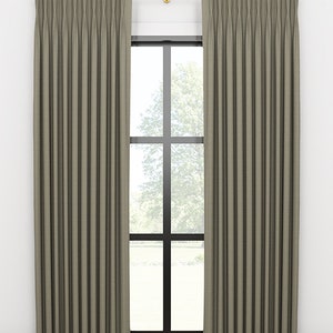 GRESH Pinched Pleat or Euro Pleats Curtains - Double Width Linen Curtains - Custom Drapery Panels - Texture Silk By Fabricut- Graphite