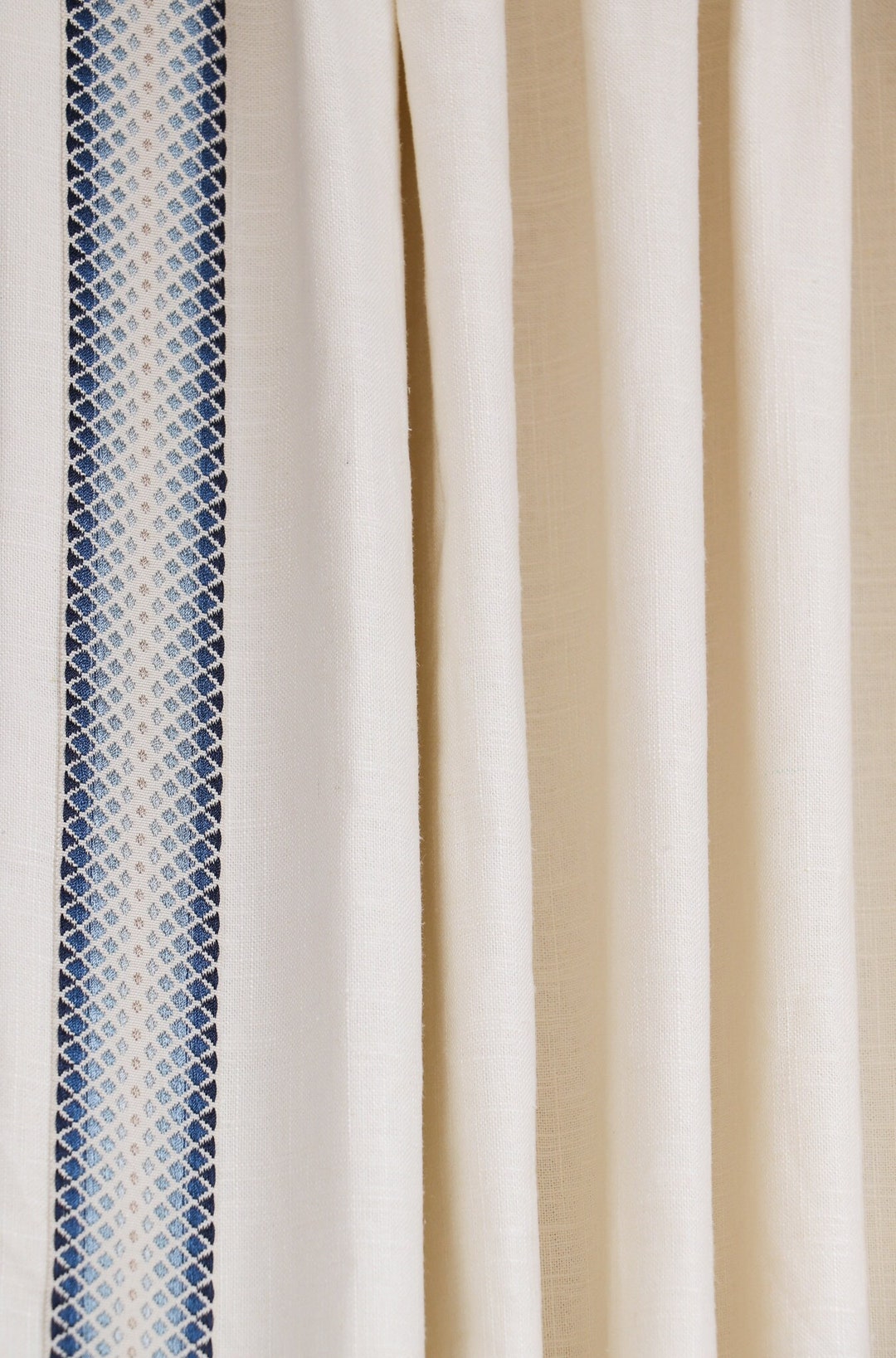 Custom Linen Drapes With 2 Accent Trim/banding Diamond - Etsy