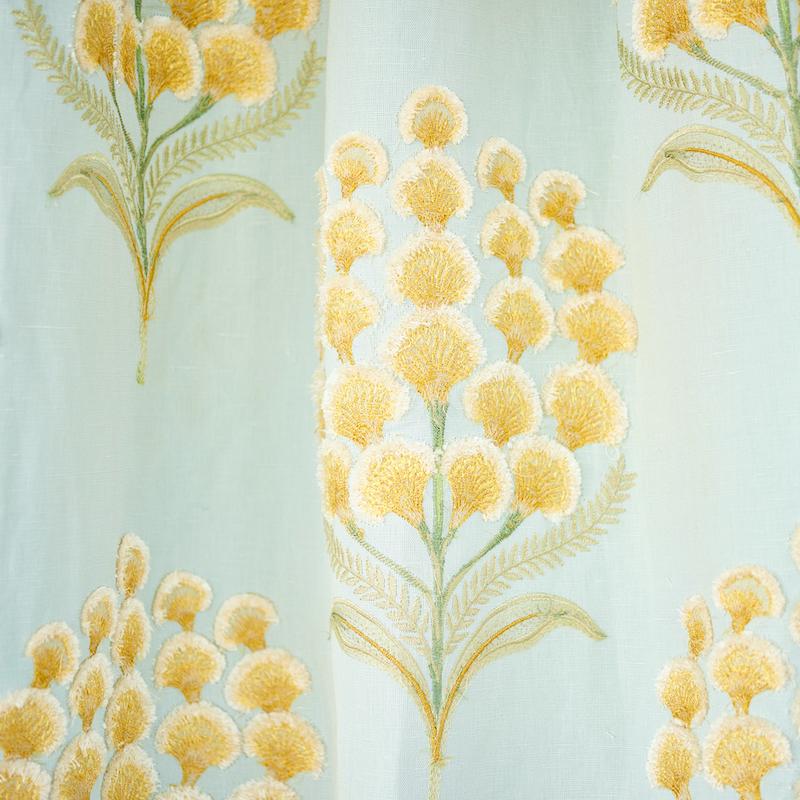 Schumacher Aurelia Floral Embroidery Drapery Panel: Linen Cotton Blend ...