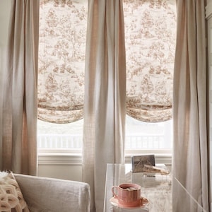 Blue &#39;Arbe Toile&#39; Drapery Panels - Rustic Floral Print - Made-to-Order Curtains with Pinch Pleat or French pleats - Available in 6 Colors