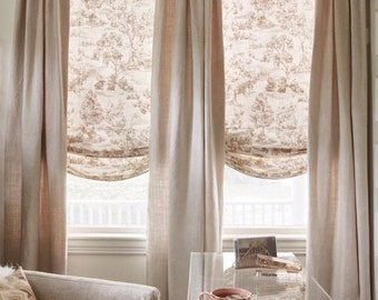 Blue &#39;Arbe Toile&#39; Drapery Panels - Rustic Floral Print - Made-to-Order Curtains with Pinch Pleat or French pleats - Available in 6 Colors