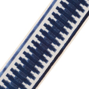 Velvet Trim for Drapery - 3.5 inch &quot;Velvet Trim&quot; - Add Accent Tape to Curtain Panels - Accent Trim Available in Navy, Grey, & Travertine!