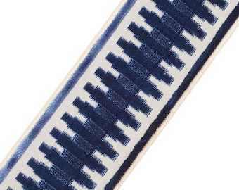 Velvet Drapery Trim: 3.5" Accent Tape - Navy, Grey, Travertine