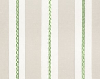 Thibaut Alden Stripe Embroidery Drapery Panel, Embroidered Curtain, Shown in Beige, Made to Order