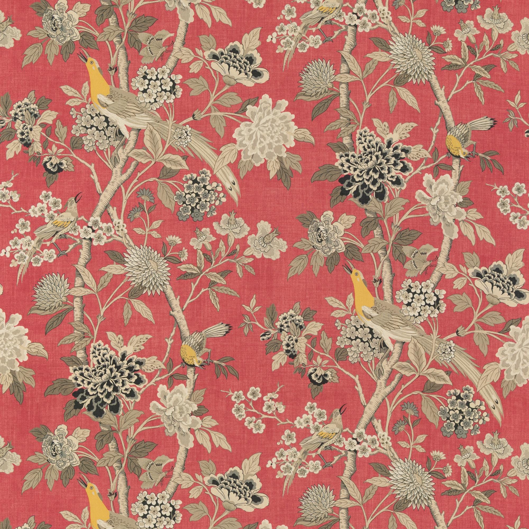 Tissu d'ameublement - HYDRANGEA BIRD - GP & J BAKER - pour rideaux / à fleurs / en lin