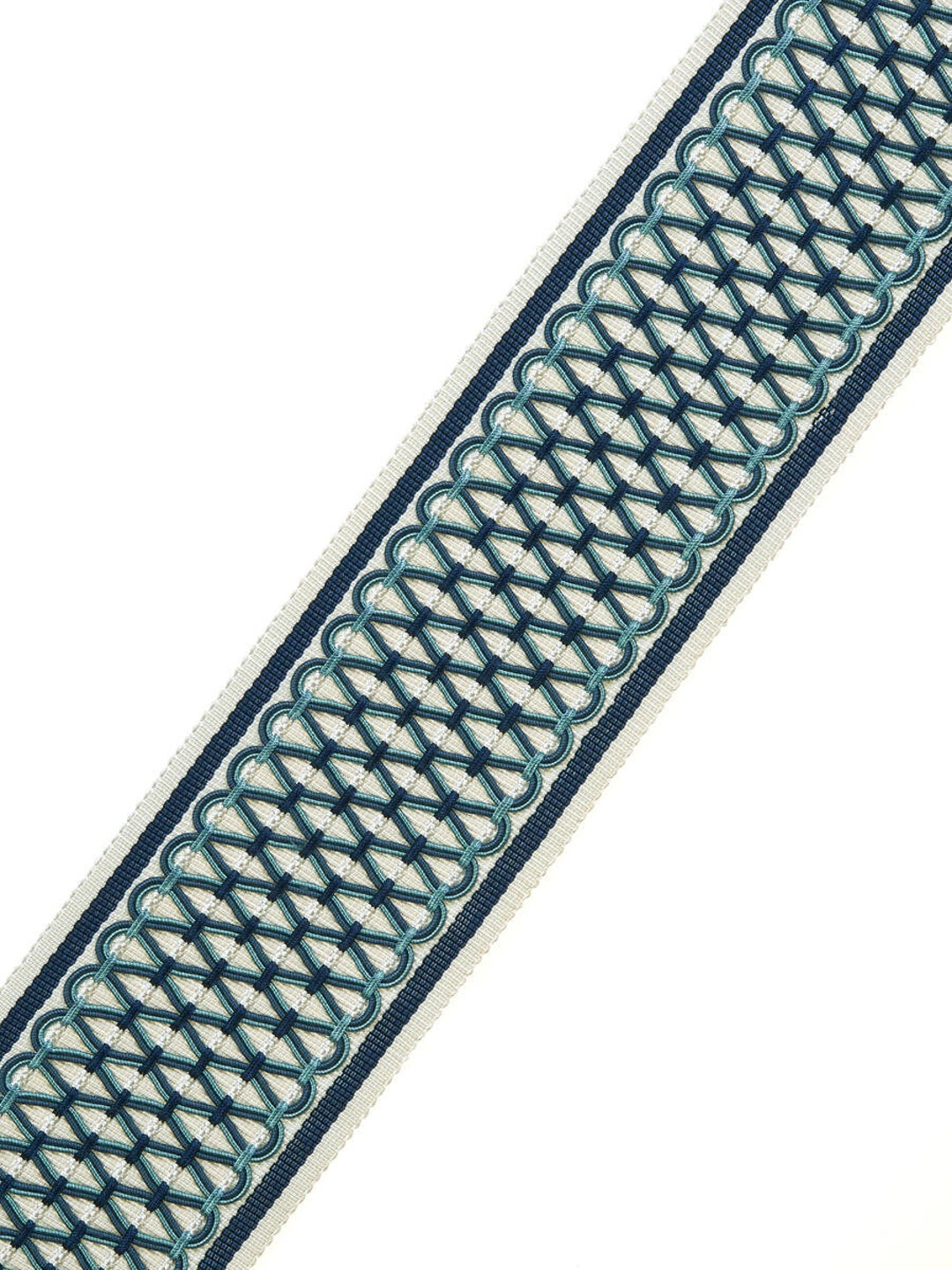 Embroidered Lattice Trim for Drapery in carafe 3 Drapery Tape for