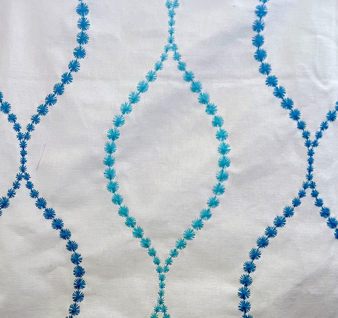 Embroidered Geometric Pattern Drapes in scroll Etsy