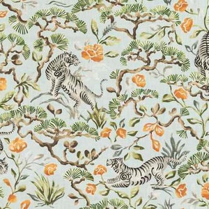 Vern Yip Tigers of the Orient -Custom Curtains -Asian Flowers & Tigers Handcrafted Drapery Panels, Linen Panels, Designed by Vern Yip