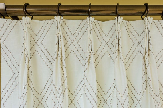 Custom Drapes Pinch Pleat Drapes Linen Cotton Geometric Etsy