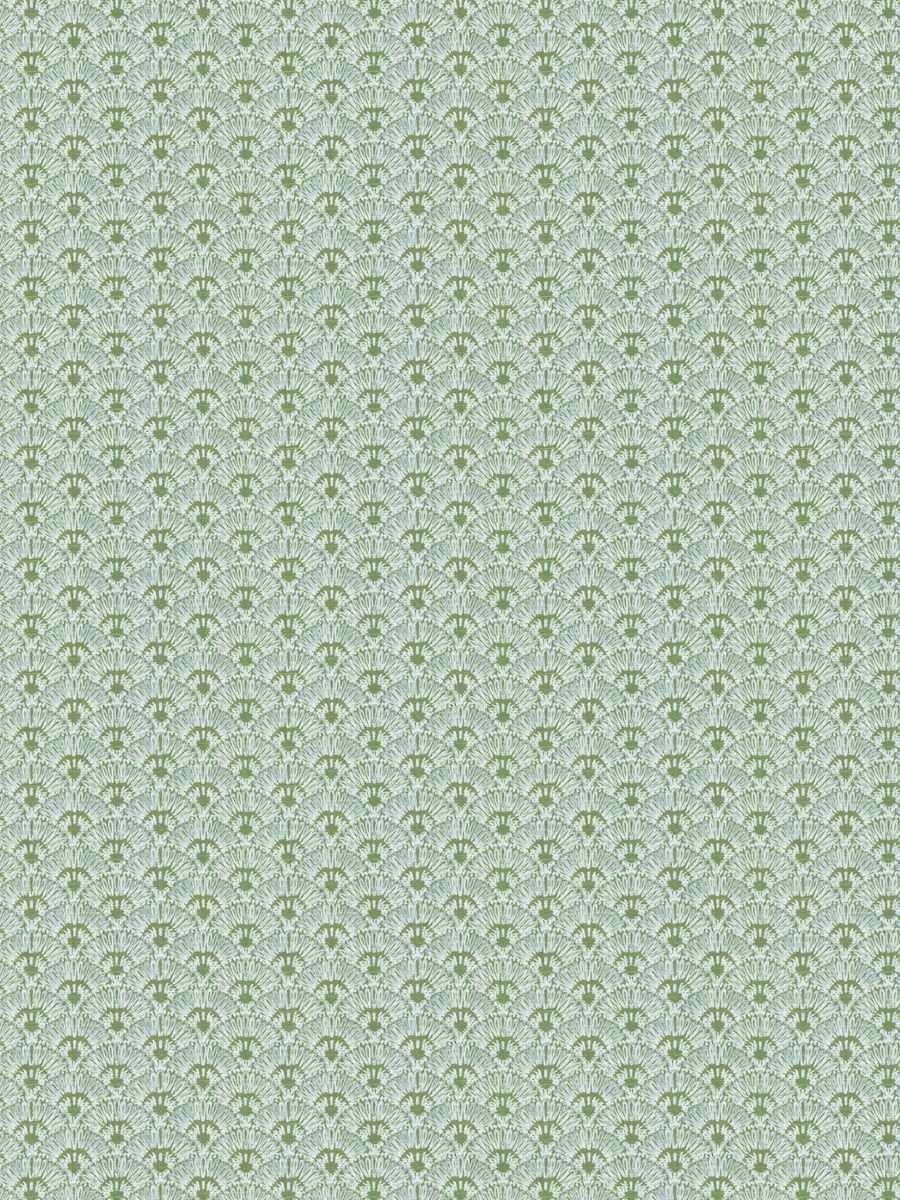 Eulla Drapery Panel - Scallop Motif Curtain, Shell Print Custom Drapery Pleated Drapery. Shown in Meadow - Color: Blue, Green. Made to Order