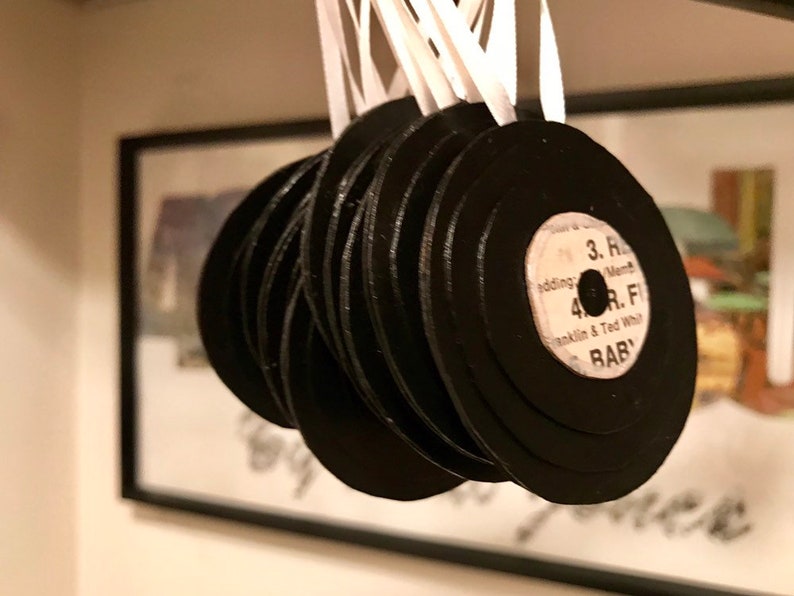 Mini Vinyl Record Christmas Ornaments / Black and White / Etsy