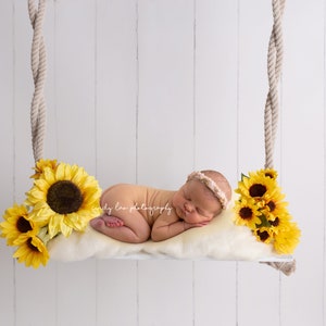 Newborn Digital Backdrop | Sunflower Swing Prop | for girls