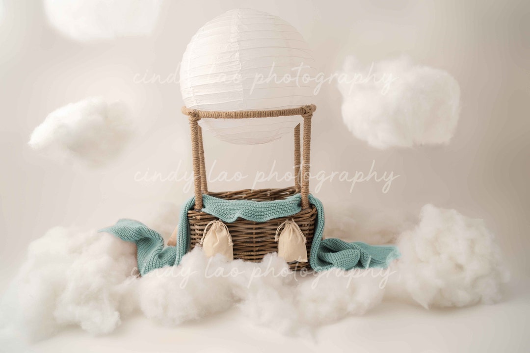 Newborn Digital Backdrop Hot Air Balloon Aqua Etsy
