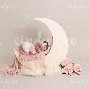 BUNDEL | 3 pack | Digitale achtergrond voor pasgeborenen | Roze Maan prop | Bloemen | voor meisjes