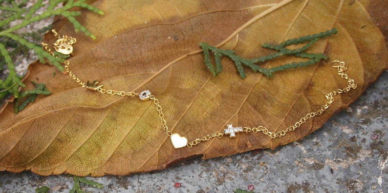 Gold Bracelet,Evil Eye Bracelet,Baby Jewelry,Gold Cross,Evil Eye,Crown,Baby gift,Heart,Newborn gift,Chain Bracelet,Baptism Gift,Birtday Gift
